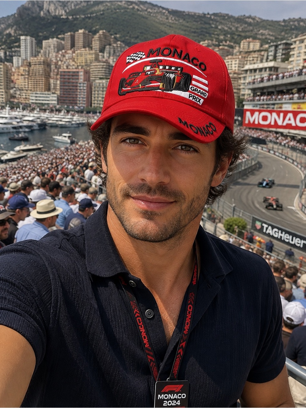 Monaco Grand Prix Racing Hat Red Embroidered Formula 1 Style Cap Motor Sports